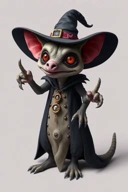 hi poly Mud luxury witch psychic hypnotic deviant Opossum T-pose just the character and simple background