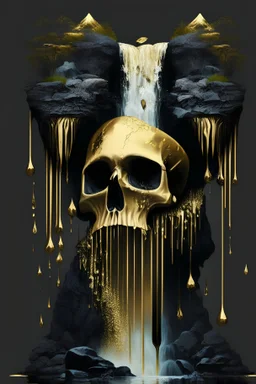 waterfall and witch skull gold