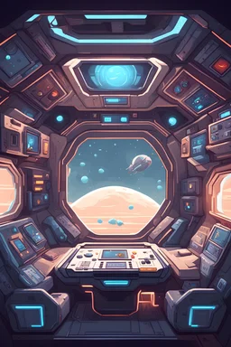 2d video game art. spaceship interior. flat. platform video game