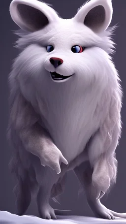 Une créature au pelage blanc neige. Il est aveugle et possède un long museau