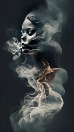 Woman shape in art with smoke