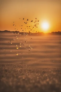 Bubbles and Butterflys flying to the sky at sunset