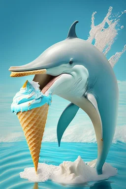 Dolphin eating ice cream