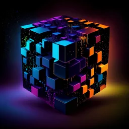darker vivid colors Blockchain blockhain blocks not arrange in cube