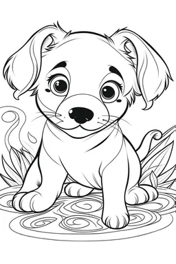 outline art for Puppy (Dog) coloring pages with sitch, white background, Sketch style, full body, only use outline, toddlers style, clean line art, white background, no shadows and clear and well outlined.