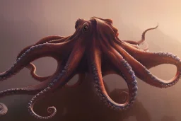 portrait painting of an octopus, ultra realistic, concept art, intricate details, extremely detailed, photorealistic, redshift render, 8k, art by artgerm and dan mumford and alphonse mucha and studio ghibli, masterpiece, award-winning