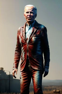 Ultra realistic image, joe biden zombie, zombie performance, blood, torn arm, night, walking twisted, waist up view, dark ambient, highly detailed, sky background, concept art, unreal engine 5, god rays, ray tracing, RTX, lumen lighting, ultra detail, volumetric lighting, 3d, finely drawn, high definition, high resolution.