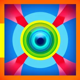 Album art cover, fisheye effect, light, flat shapes, abstract