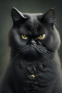 A grumpy black cat