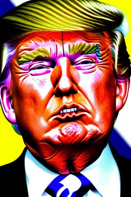Donald Trump with his face painted like Skeletor. Photorealistic, color