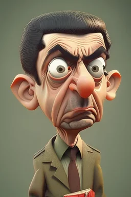 mr bean as rambo, cartoon style, 3d