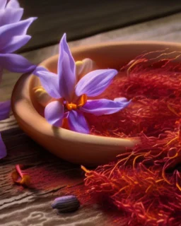 saffron. Realistic photo. HD. Glowing. 3d style