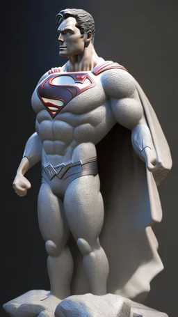superman made from stone, stone material, ultra realistic, 4k, ultra detail, full body