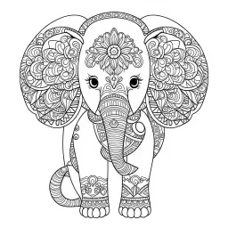 coloring page, mandala baby elephant, happy, cute animals, full view, realistic, only draw lines, clean line art, –no sketch, color, –ar 3:4, white background, minimalistic black lines, minimal black color, low level black colors, coloring page, avoid thick black colors, thin black line art, avoid colors, perfect shape lines, perfect clear lines,