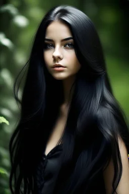 Beautiful girl, long black hair, natural, sexy