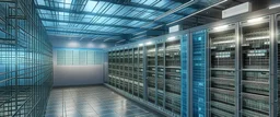 uma imagem realistica para o linkedin que seja a sala de servidores como projecao de redes cabeamento e tecnologia em nuvem
