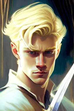 noble swordman very short blond hair demi-fiend