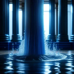 water flowing against a pillar of reason, motion blur, 8k, downlight, soft light, depth of field, photorealism, trending on art station, lotsa detail