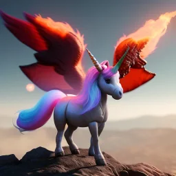 CM küre içinde fantastik unicorn ateşli kanatları olan