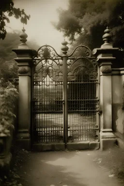 frontal old picture of a gate