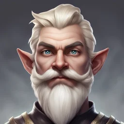 Generate a dungeons and dragons character portrait of the face of a male cleric of twilight handsome rock gnome blessed by the goddess Selune. He has light blonde hair, moustache and goatee