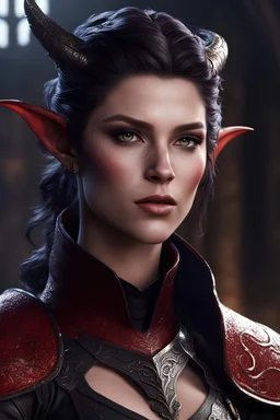 young tiefling , dnd pc art, 8k cgi, unreal engine 6, high detail, photo realistic, intricate, cinematic.
