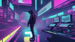 cyber punk hacker glitching