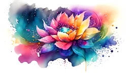 Cosmic flower, colorful, watercolor