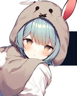 Kızın kafasını okşayan tavşan kostümlü adam