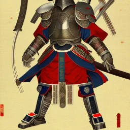 Ukiyo-e Style , Male Samuri in armour