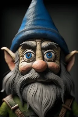 Portrait of a young male gnome with long hair, small, intelligent eyes, small, angular face, aquiline nose,