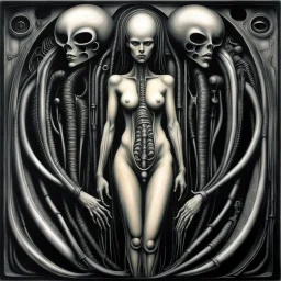 HR Giger's work often featured erotic and sexual themes, intertwined with his signature biomechanical style. His artwork explored the intersection of the human body, sexuality, and machinery in a way that was both provocative and unsettling. Giger's portrayal of eroticism often involved the fusion of organic and mechanical elements, creating surreal and otherworldly scenes that challenged traditional norms of sexuality and beauty. His artwork often depicted grotesque and sexualized beings, with