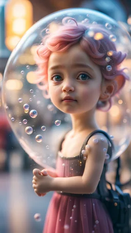 portrait of tiny fairy inside bubble explosion at the train station,bokeh like f/0.8, tilt-shift lens 8k, high detail, smooth render, down-light, unreal engine, prize winning