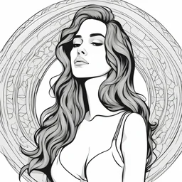 outline art, coloring pages, white Background, Black line, sketch style, only use outline, mandala stile, clean line art, white background, no shadow and clear and well, BEAUTIFUL SPANISH WOMAN, ALL BODY