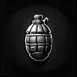 grenade, black background, white lighting, video game icon