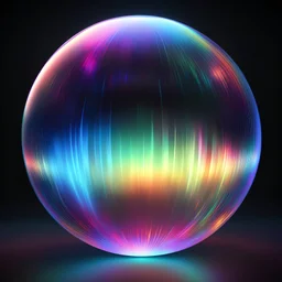 light, a close up of a shiny ball with a black background, translucent sphere, glowing sphere, glossy sphere, 3d style light refraction, magical glowing sphere in midair, volumetric lighting iridescence, made of holographic texture, holographic texture, volumetric rainbow lighting, holographic effect, sphere, iridescent digital art, holographic plastic
