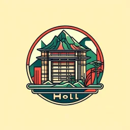 Hotel Restaurant Logo, 90s Aesthetic and feel, Australian, Set in Japan.