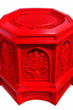 A cherry red colored fiery vault made out of brimstone designed in Mehndi design