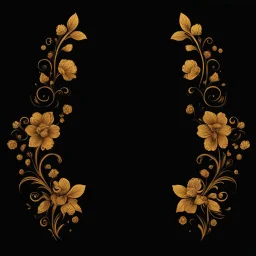 draw Russian patterns in the style of Khokhloma, Khokhloma with gold and black flowers