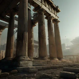 Cyberpunk ancient Greek temple