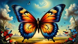 painting style, surrealism,80's, butterfly