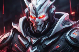 Sion 8k sci-art drawing style, white ghoul, Jaw iron, league of legends them, neon effect, close picture, apocalypse, intricate details, highly detailed, high details, detailed portrait, masterpiece,ultra detailed, ultra quality