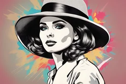 beautiful woman in hat in pop art style vector