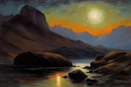 Night, mountains, rocks, otto pippel and rodolphe wytsman impressionism paintings