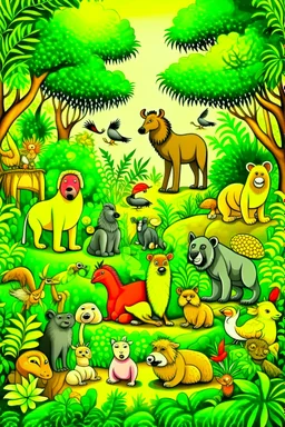 All animals in jungle