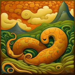A tan sand elemental worm painted by Paul Ranson
