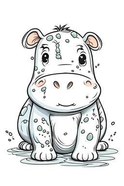 Outline art for cute hippo ,color book, sketch style, white background,clean lines,no shadows and we'll uotlined, low details