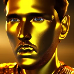 perfect face lionel messi, robot, prototype, weaving gold 4k golden face wing golden eyes