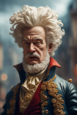 pen outline, mozart bullfigher with big wig and a stormy exceptionalism on the brink of chasm, prize winning oil painting,bokeh like f/0.8, tilt-shift lens 8k, high detail, smooth render, down-light, unreal engine