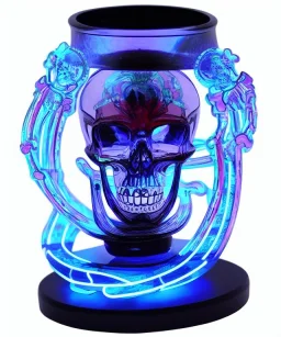 Futuristic Neon crystal skeleton samurai smoke glass fire water